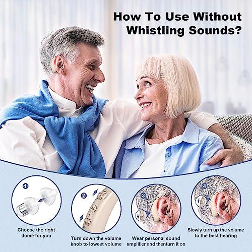 RUYIOER Behind-the-ear hearing aid for Seniors, hearing loss compensation amplifiers for adults, rechargeable noise reduction hearing aids (Brown)