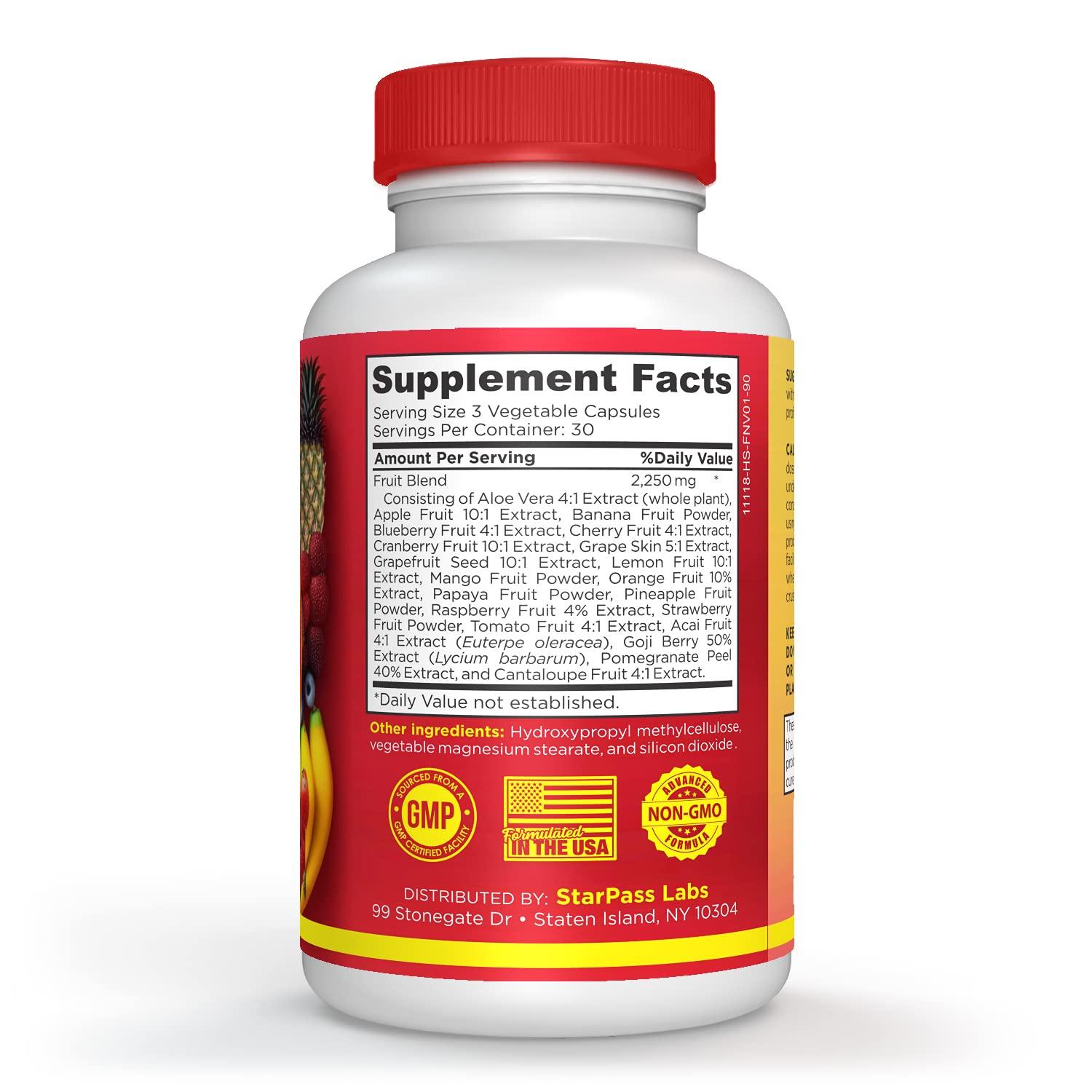 StarPass Labs Vegetarian Balance of Superfoods Reds Fruits and Greens | Vegan Vegetables Fruits and Veggie | Natural Balance of 90 Fruits, 90 Veggies Capsules for Men, Women and Kids | Nature Vitamins and Minerals