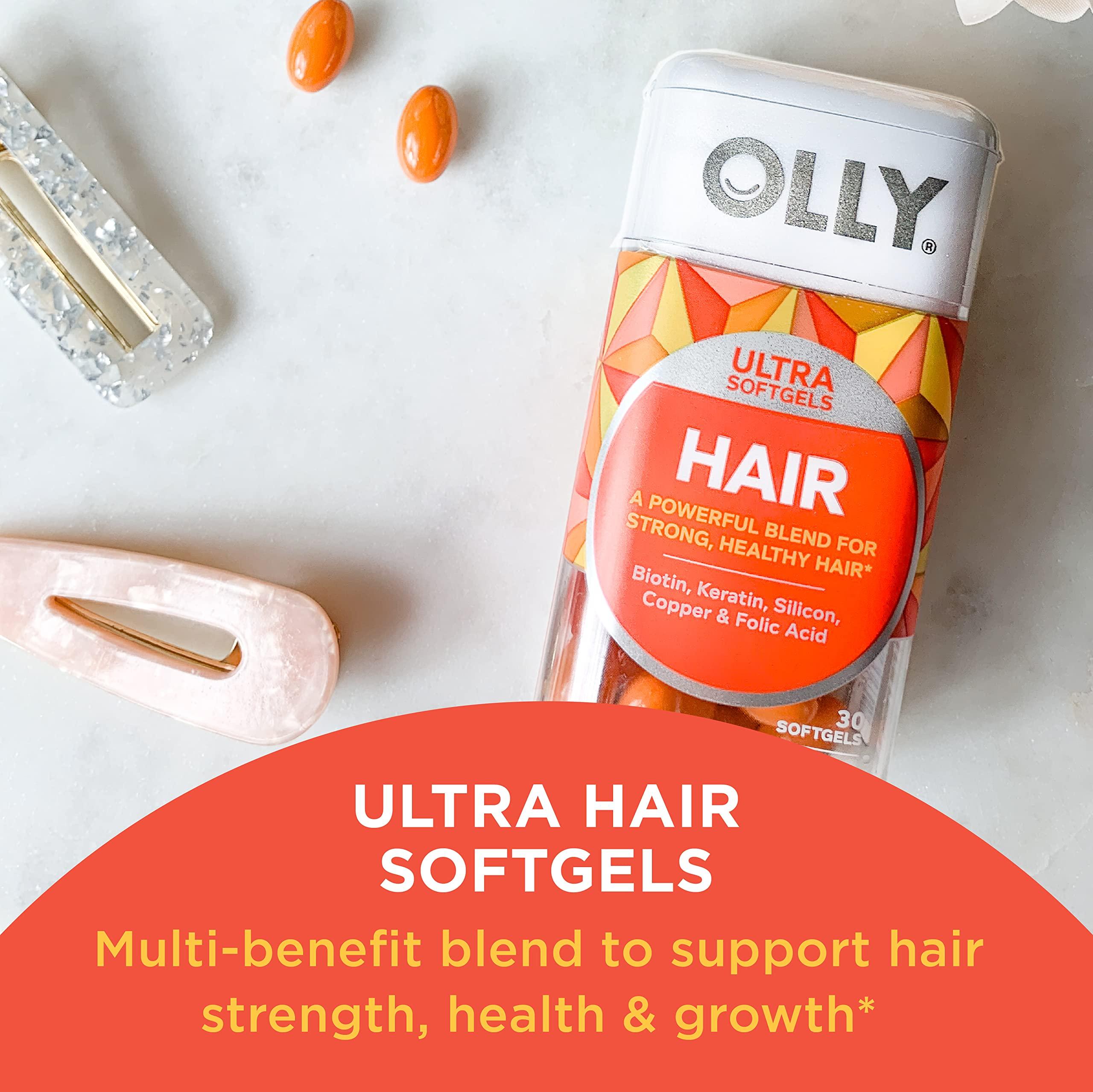 OLLY OLLY Ultra Strength Prenatal Multivitamin Softgels, Supports Healthy Growth, Brain Development & Ultra Strength Hair Softgels, Supports Hair Health, Biotin, Keratin, Vitamin D, B12