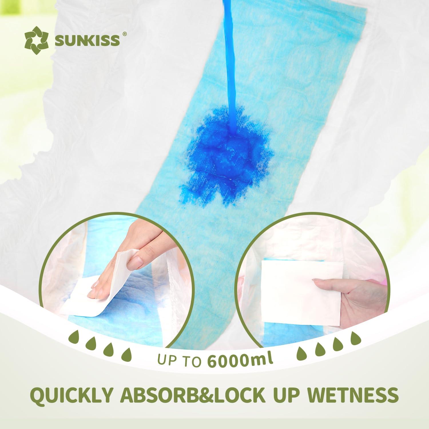 SUNKISS SUNKISS Masterpiece Adult Diapers with Tabs, Unisex Disposable Incontinence Briefs for Women and Men, Odor Control, White, Medium, 10 Count