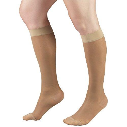 Truform Truform Sheer Compression Stockings, 15-20 mmHg, Women's Knee High Length, 20 Denier, Beige, Large