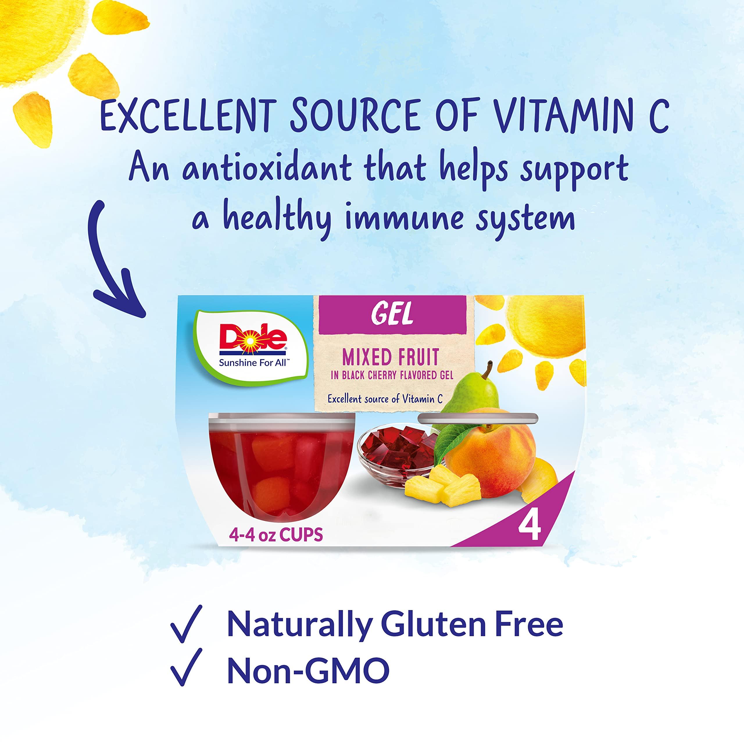 Dole Dole Fruit Bowls Mixed Fruit in Black Cherry Flavored Gel, Back To School, Gluten Free Healthy Snack, 4.3 oz, 24 Total Cups (Pack of 3)