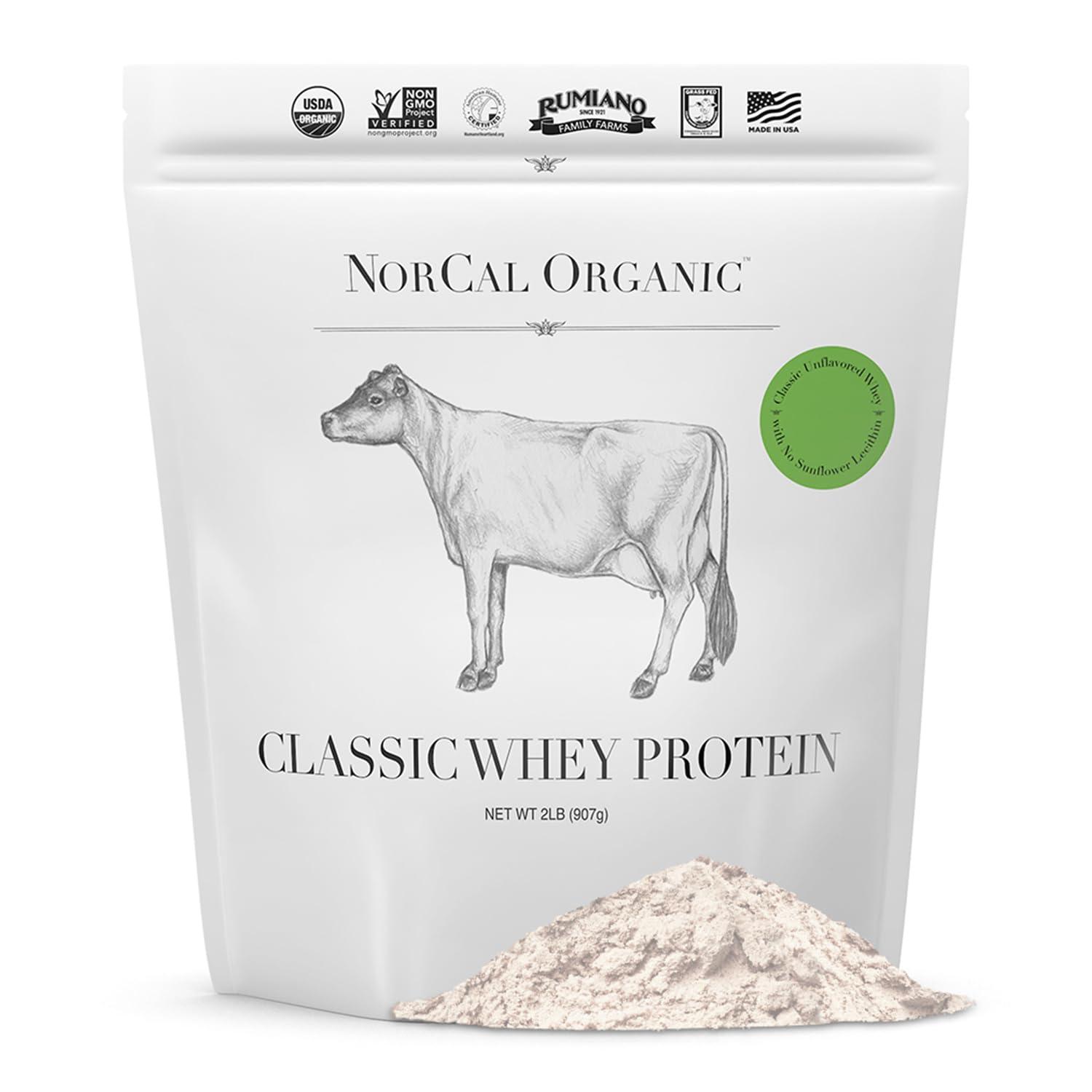 Source Organic NorCal Organic - Classic Whey Protein - 100% Grass-Fed and Grass-Finished - UNFLAVORED - Lecithin-Free - 2lb Bulk