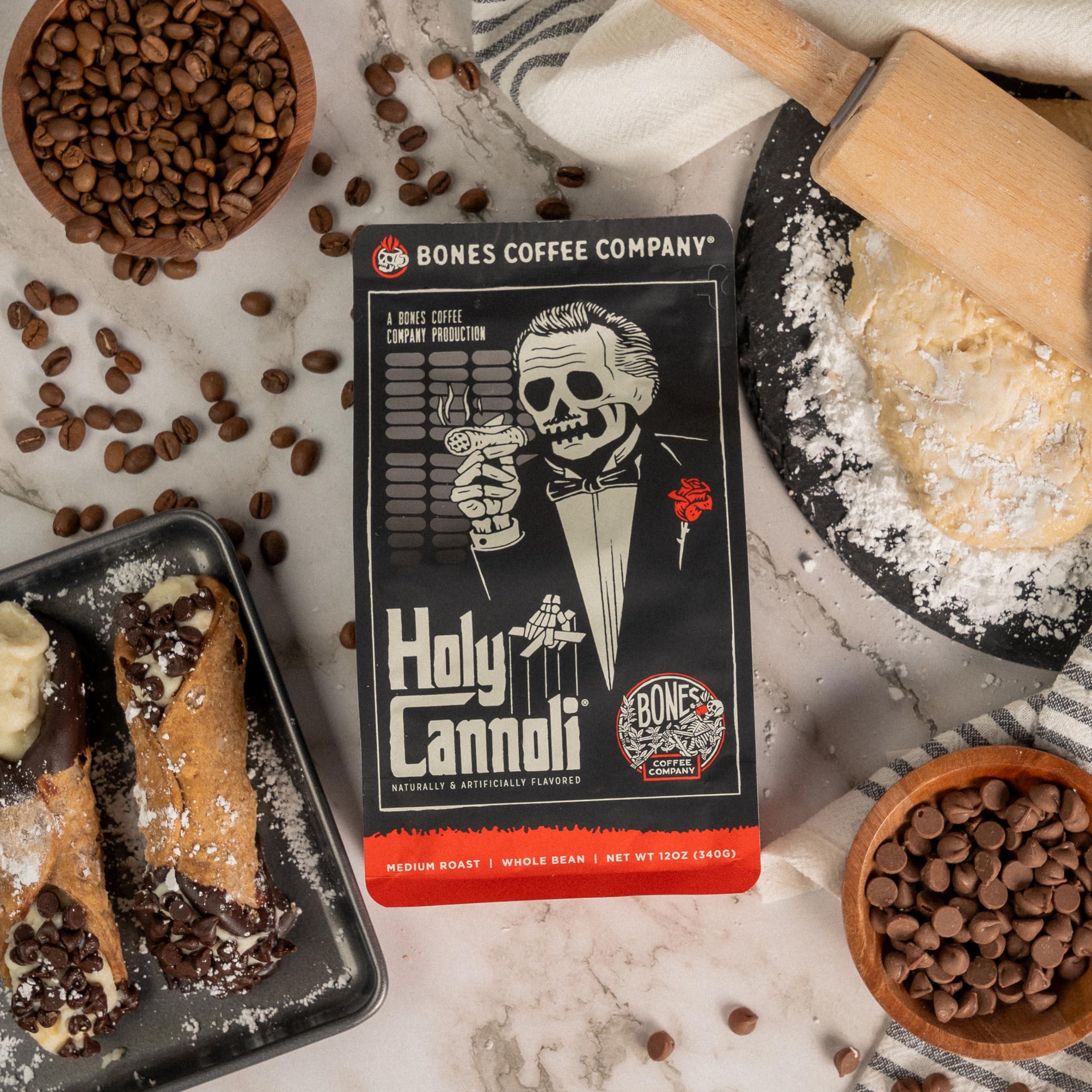 Bones Coffee Company Bones Coffee Company Holy Cannoli Flavored Coffee Beans, Whole Bean Coffee Medium Roast Low Acid, Cannoli Flavor (12 oz)