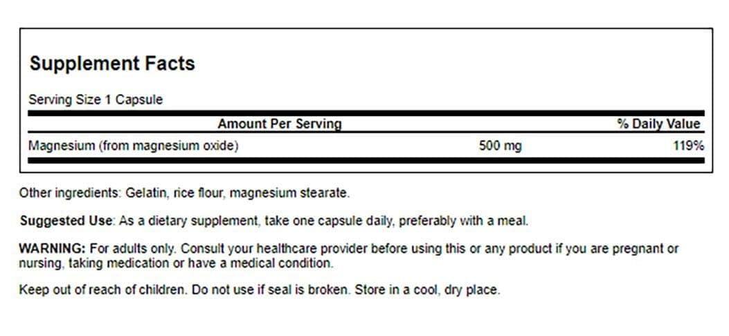 Swanson Swanson Magnesium Oxide 500 mg 100 Caps