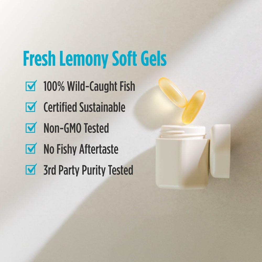 Nordic Naturals Nordic Naturals Ultimate Omega, Lemon Flavor - 90 Soft Gels - 1280 mg Omega-3 - High-Potency Omega-3 Fish Oil Supplement with EPA & DHA - Promotes Brain & Heart Health - Non-GMO - 45 Servings