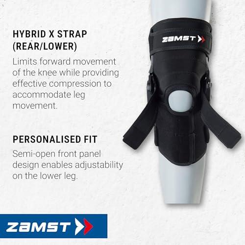 Zamst Zamst ZK-X Sports Knee Brace With Metal Hinges Protecting the Knee Ligaments For Moderate Sprains Of the ACL, MCL, LCL-for Basketball, Volleyball, Soccer, Football, Lacrosse, Ice Hockey-Black, 2XL