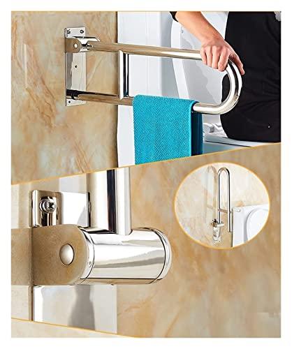 ALDEPO Grab Bars Upturn U-Shaped Safety Handrail, 304 Stainless Steel Foldable Toilet Grab Bar, Wall-Mounted Bathroom Anti-Slip Folding Grab Rail, Elderly Support Handle ( Color : Brushed , Size : 60cm )