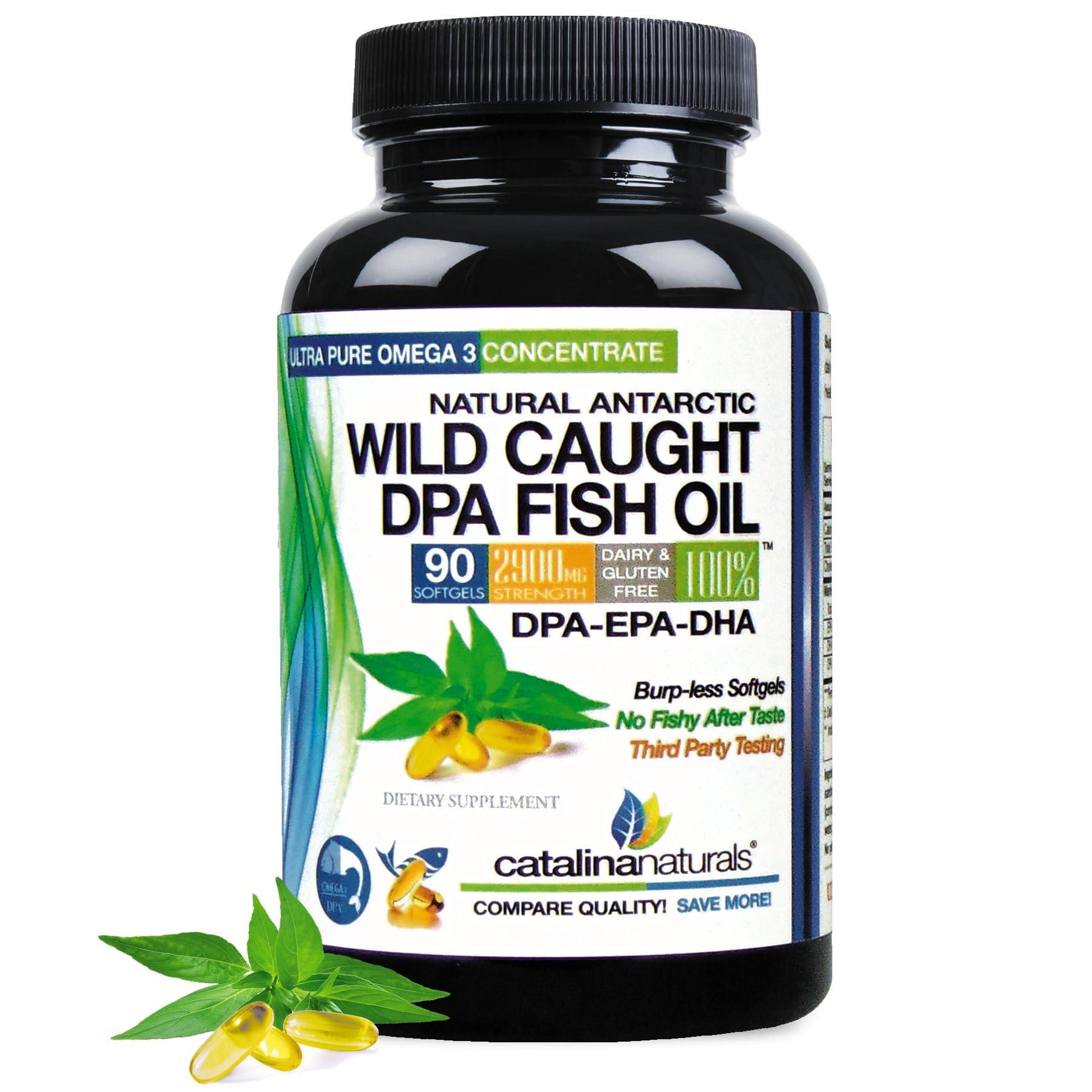 Catalina Naturals Wild Caught Omega-3 DPA Fish Oil - 2900 mg with DPA, EPA & DHA - 90 SoftGels Triple Strength Burp-Free