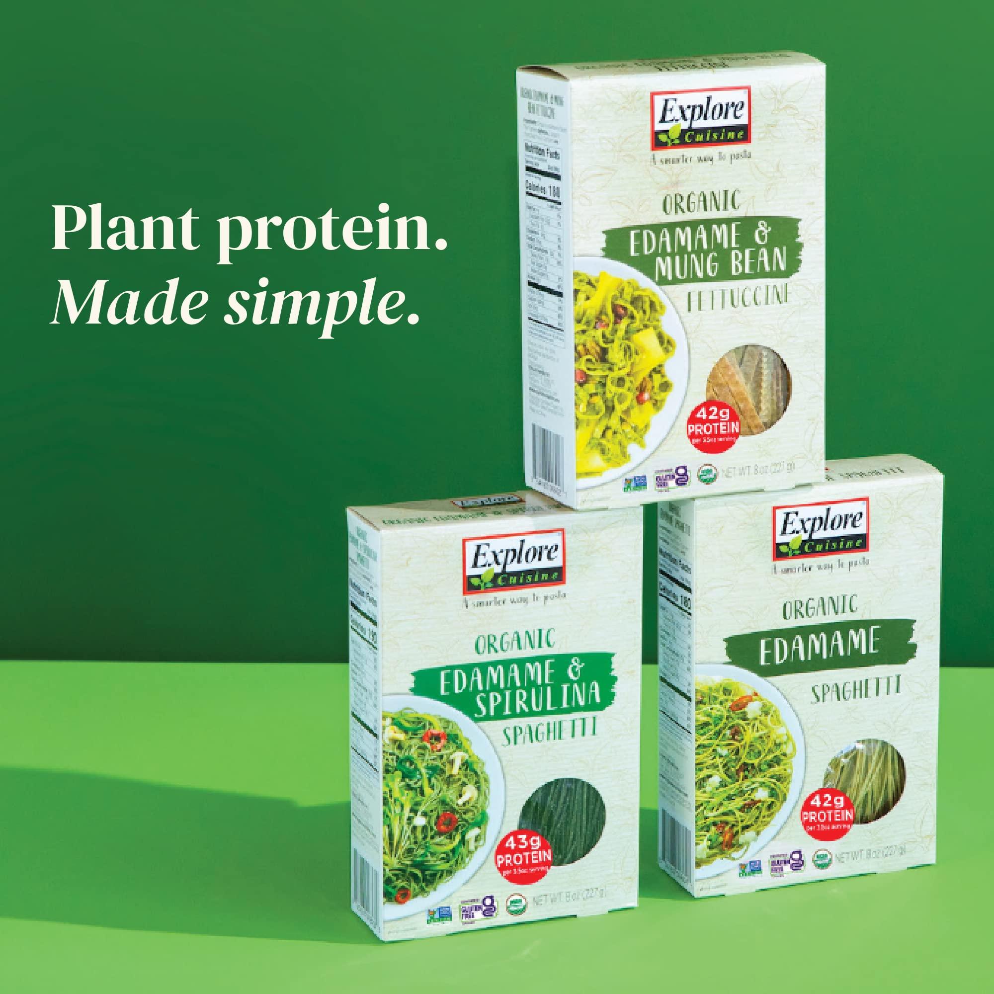 EXPLORE CUISINE Explore Cuisine Organic Edamame Spaghetti - 8 oz, Pack of 2 - Easy-to-Make Pasta - High in Plant-Based Protein - Non-GMO, Gluten Free, Vegan, Kosher - 8 Total Servings