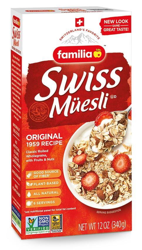 Familia Familia Swiss Muesli Cereal, Original Recipe with Fruit and Nuts - Enjoy Hot, Cold or as Overnight Oats, 12 oz (Pack of 6)