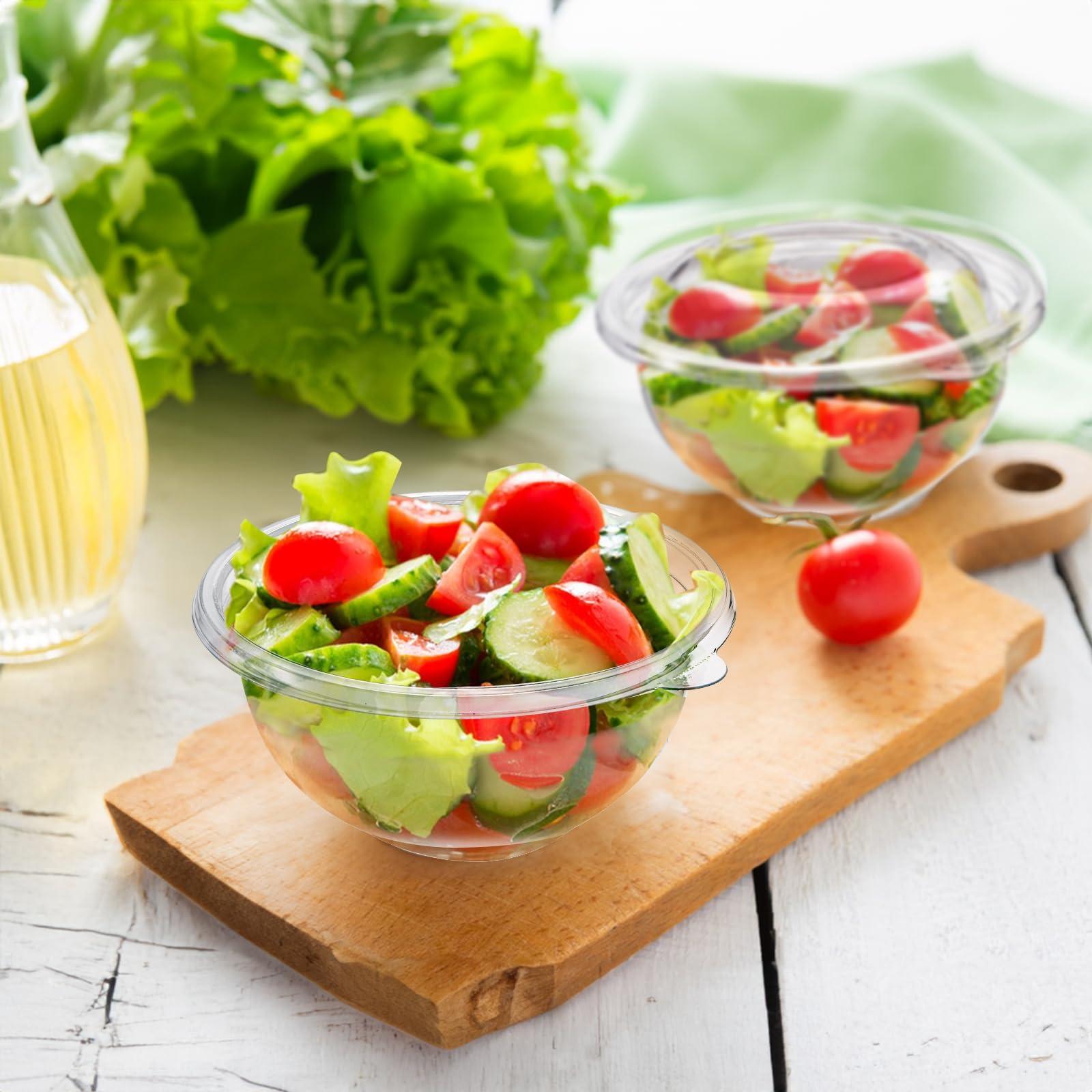 Cedilis Cedilis 50 Pack 16oz Plastic Salad Bowls with Lids, Small Clear Disposable Containers for Salad Meal Prep, Perfect for Picnics or as a To-Go Serving Bowl