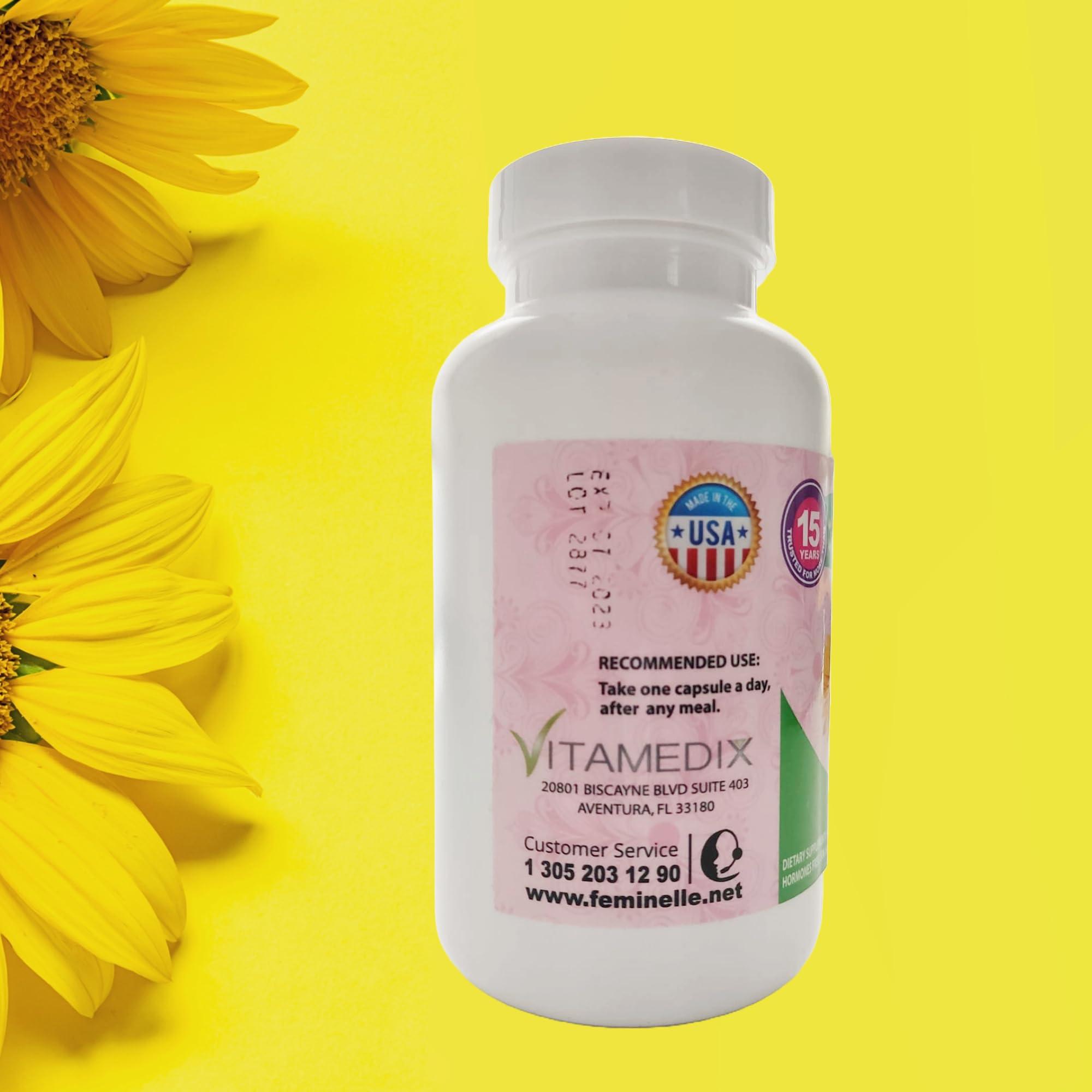 Feminelle Feminelle Menopause Supplement for Women Original Formula - Fast PMS & Menopause Relief - Hot Flashes, Trouble Sleeping, Mood Swings, Weight Gain, Hair Loss, Low Energy (4 Months 120 Capsules)