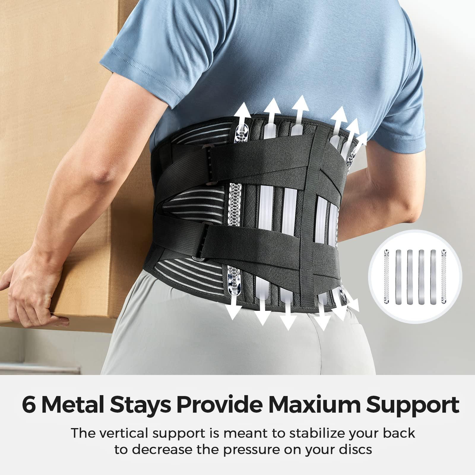 FREETOO FREETOO Back Braces for Lower Back Pain Relief with 6 Stays, Breathable Back Support Belt for Men/Women for work , Anti-skid lumbar support belt with 16-hole Mesh for sciatica(S)