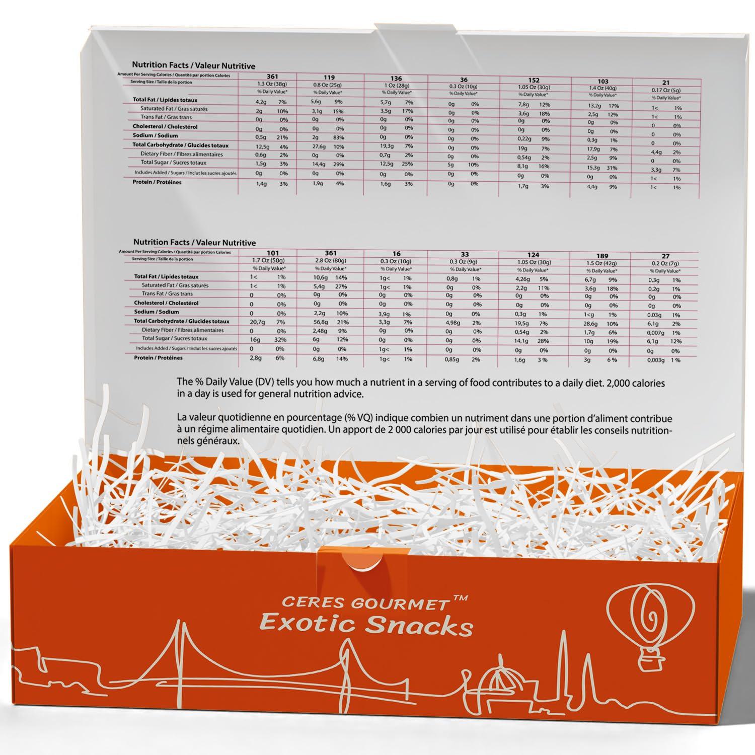 Ceres Gourmet International Snack Box Variety Pack, 12 Different Snacks with 15+ Pieces Count Premium Foreign Rare Snacks and Candies, Sweet & Sour Candy Pack for Christmas Thanksgiving or More