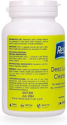 RespirActin Deep Lung Cleanse 120 Veggie Caps - Herbal Respiratory Supplements for Clearer Breathing | Respiratory System Support