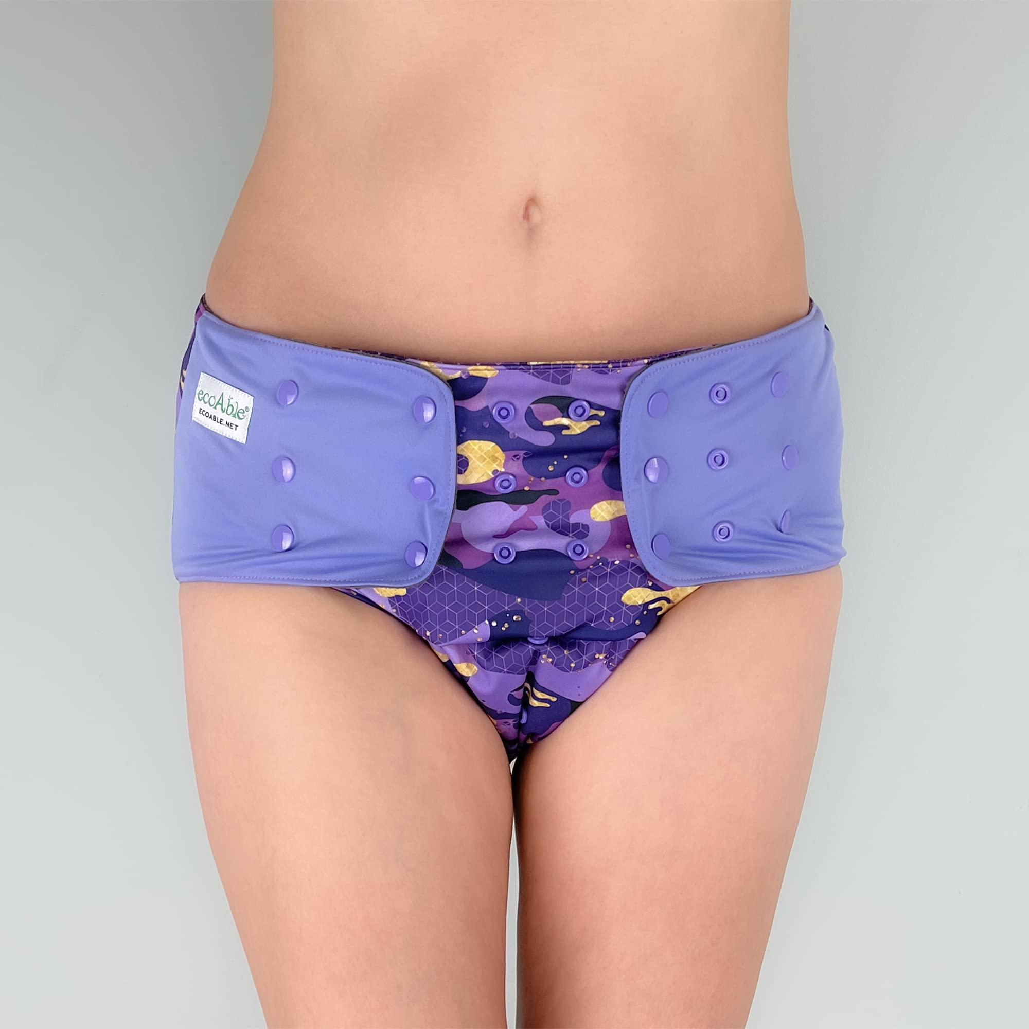 Ecoable Adult Pocket Cloth Diaper 2.0: Incontinence Protection Briefs with Insert for Special Needs Teens, Men and Women (Small, Deep Red)