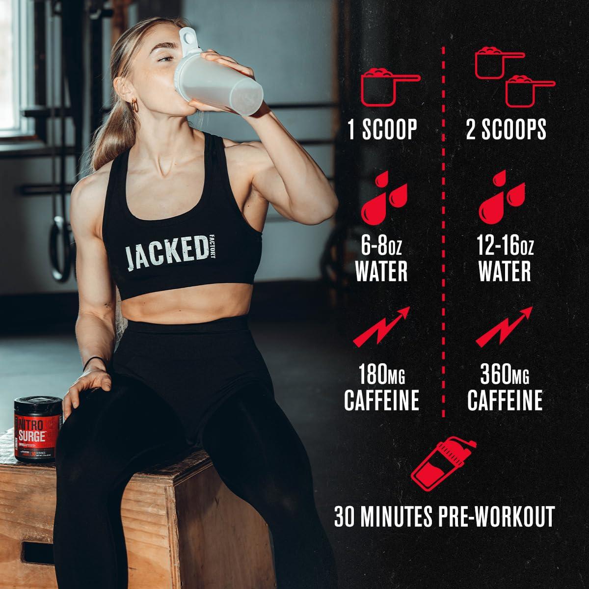 Jacked Factory Jacked Factory Nitrosurge Shred Thermogenic Pre-Workout in Blueberry Lemonade & BCAA in Fruit Punch for Body Recomposition, Muscle Building and Recovery