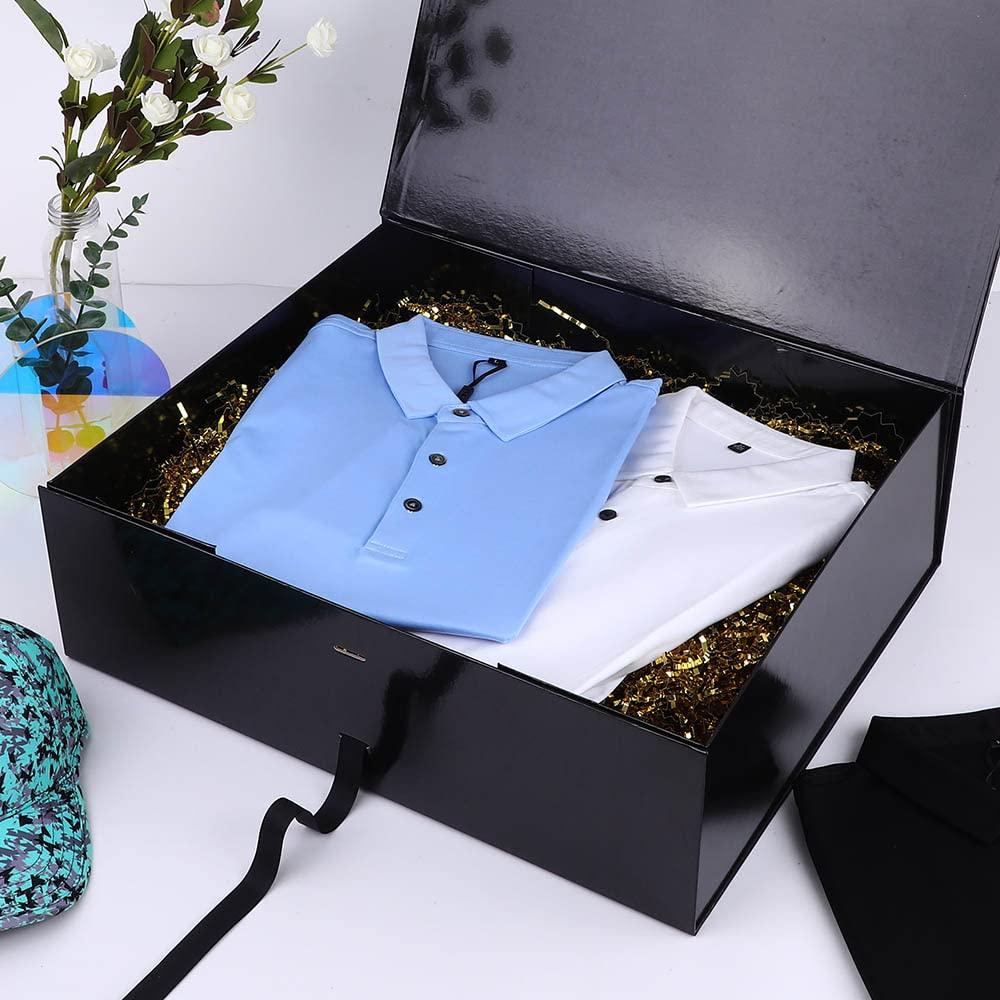 GoooodGift Extra Large Black Gift Box 19x16x6 Inches, Huge Gift Box with Ribbon, Large Gift Box with Lid Magnetic Closure, Groomsman Proposal Box, Gift Boxes for Wedding Dress (Glossy Black)