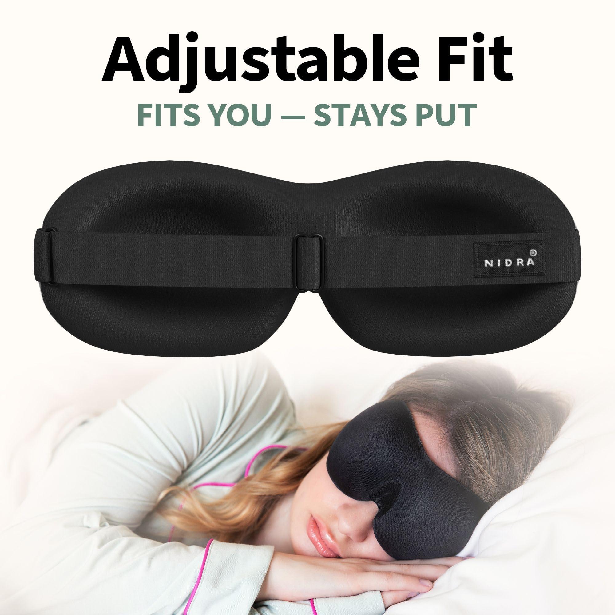 Nidra Nidra Small Medium Sleep Mask for Women & Men, Blackout Blindfold Eye Mask, Deep Rest, 3D Comfort Contoured for Side Sleepers, Lightweight & Soft, Light Blocking for Travel, Yoga, Sleeping, Purple