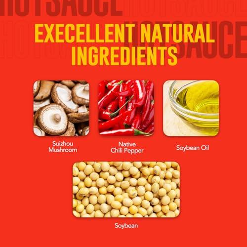 GOOD LUCK GOOD LUCK Mushroom Hot Sauce, Spicy Chili Oil and Chili Paste with High-Grade Mushroom Instant Mushroom Sauce, Chopped Chili Sauce,Fresh Pepper,Soybean,Garlic