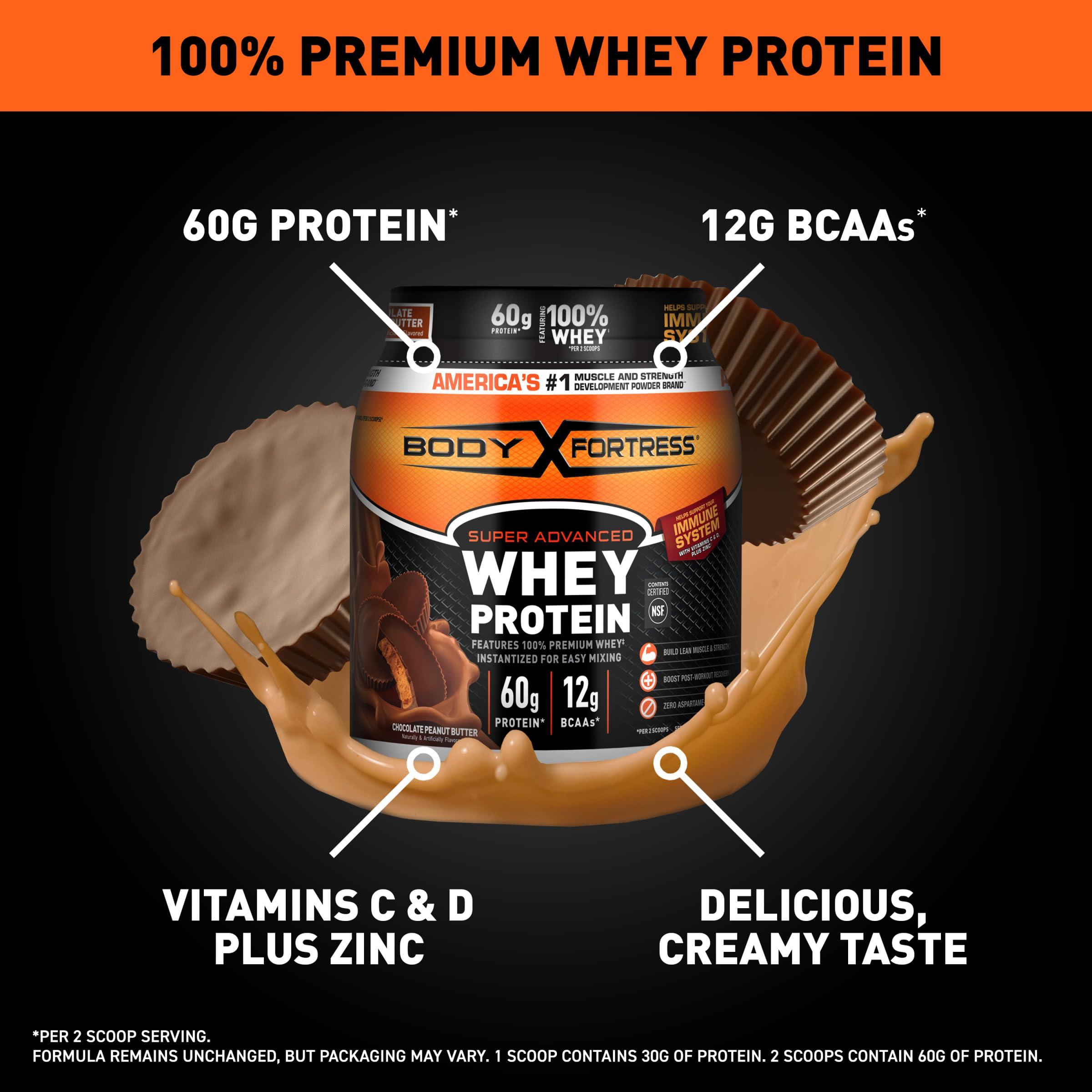 Body Fortress Body Fortress 100% Whey, Premium Protein Powder, Chocolate Peanut Butter, 1.78lbs (Packaging May Vary)