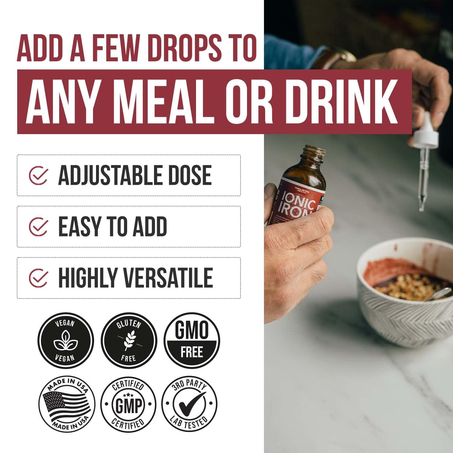 Triquetra Health Ionic Liquid Iron Supplement (236 Servings) – Highest Absorption Rate Allows for Smaller Dose & Less Stomach Issues - Non-Flavored, Vegan, Ionically Charged, Earth-Sourced Minerals