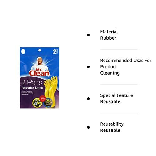 Mr. Clean Mr. Clean Large Reusable Latex Gloves, 2 Color, 2 Pairs