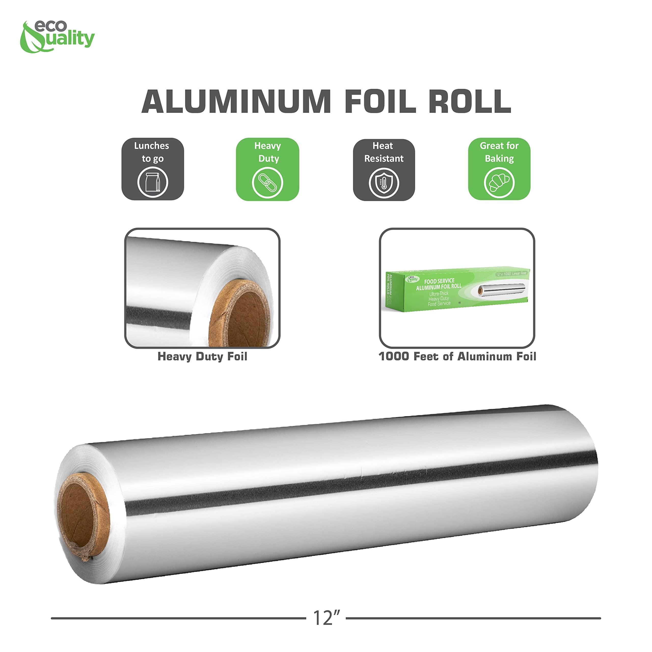 EcoQuality EcoQuality [7 Pack] Food Service Heavy Duty Aluminum Foil Roll (12 in x 1000 ft) with Sturdy Corrugated Cutter Box - Great for Grill Use, Kitchen Wrap, Foil Wrap, Cooking, Cleaning