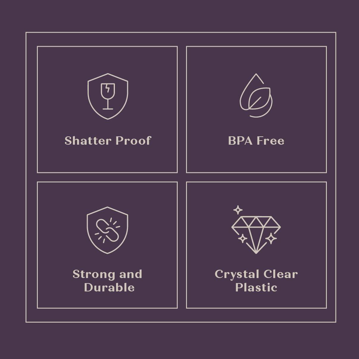 SETUP Clear Hard Plastic Cups/Tumblers [9 oz. Squat - 200 Count] Small Disposable Party Cocktail Glasses