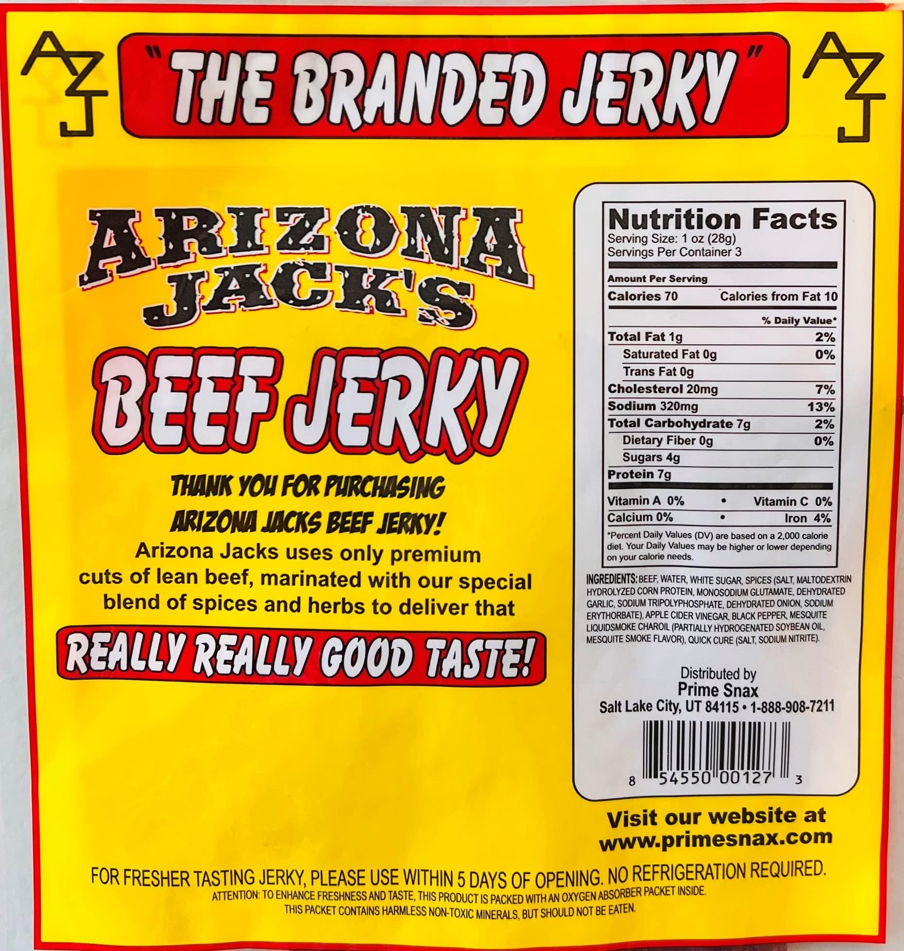 Prime Snax Corp Arizona Jack's Super Giga Individually Wrapped Jerky 4 Flavor Multipack (Original, Teriyaki, Pepper, & Hot)