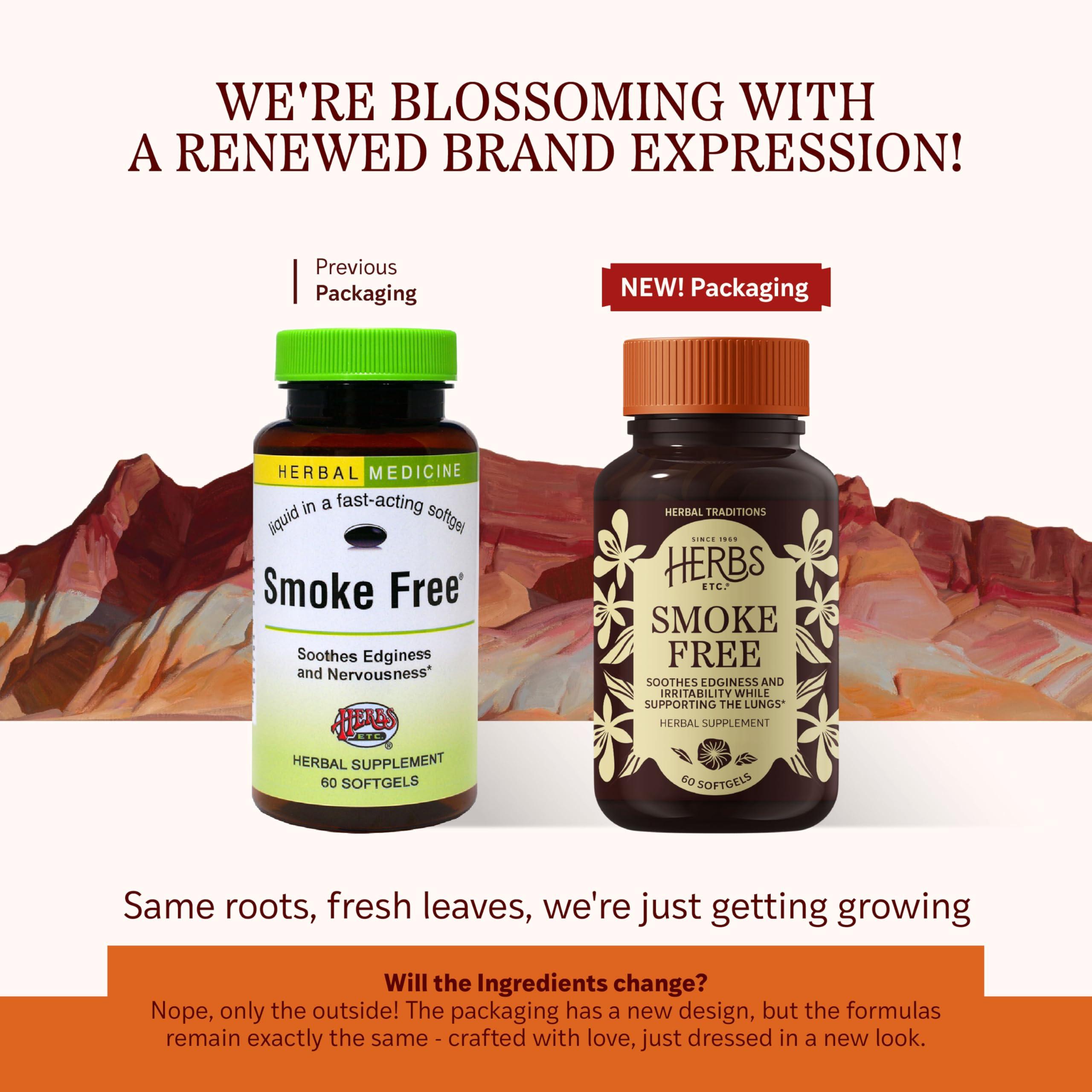 Herbs Etc. Herbs Etc. Smoke Free - Support While Quitting - Healthy Respiratory System Support - Aids Against Edginess & Unpleasant Attitudes - 60 Softgels (60 Servings)