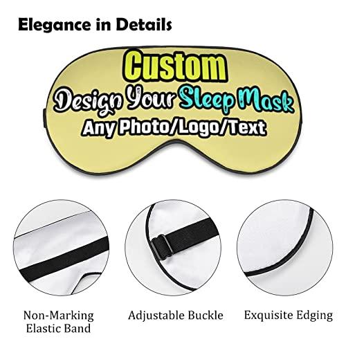 HXHX Personalized Sleep Mask - Custom Eye Mask Add Picture Logo or Text, Adjustable/Soft/Light Blocking, Design Your Own Customized Eye Mask for Kids Women Men Khaki Style17