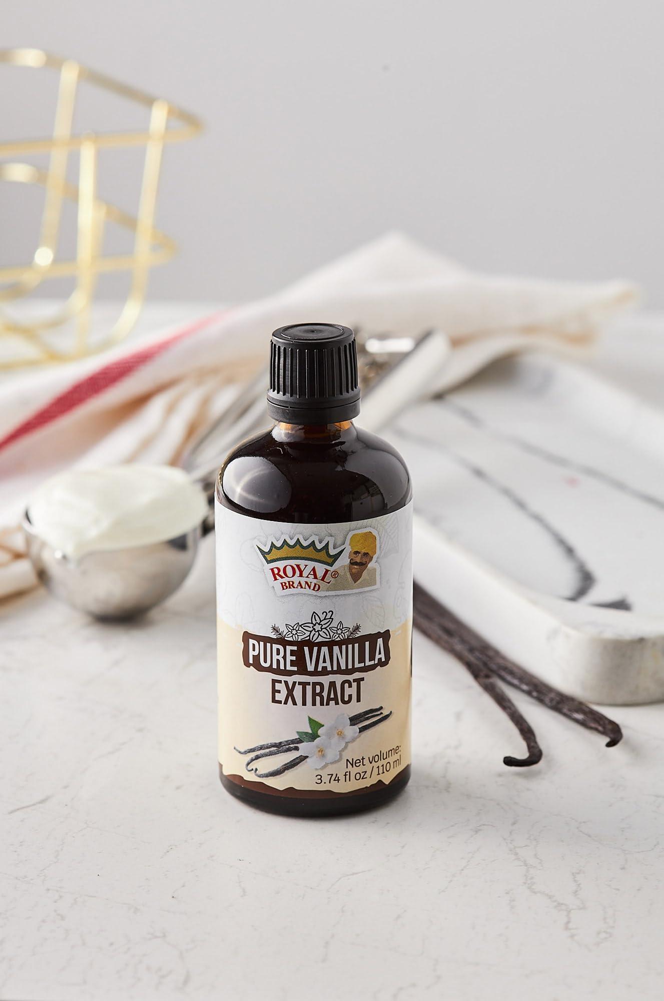 Royal Brand Pure Vanilla Extract / Pure / No Sugar / Sugar free / Glass for Better Quality / 110 ml / 3.74 fl. oz