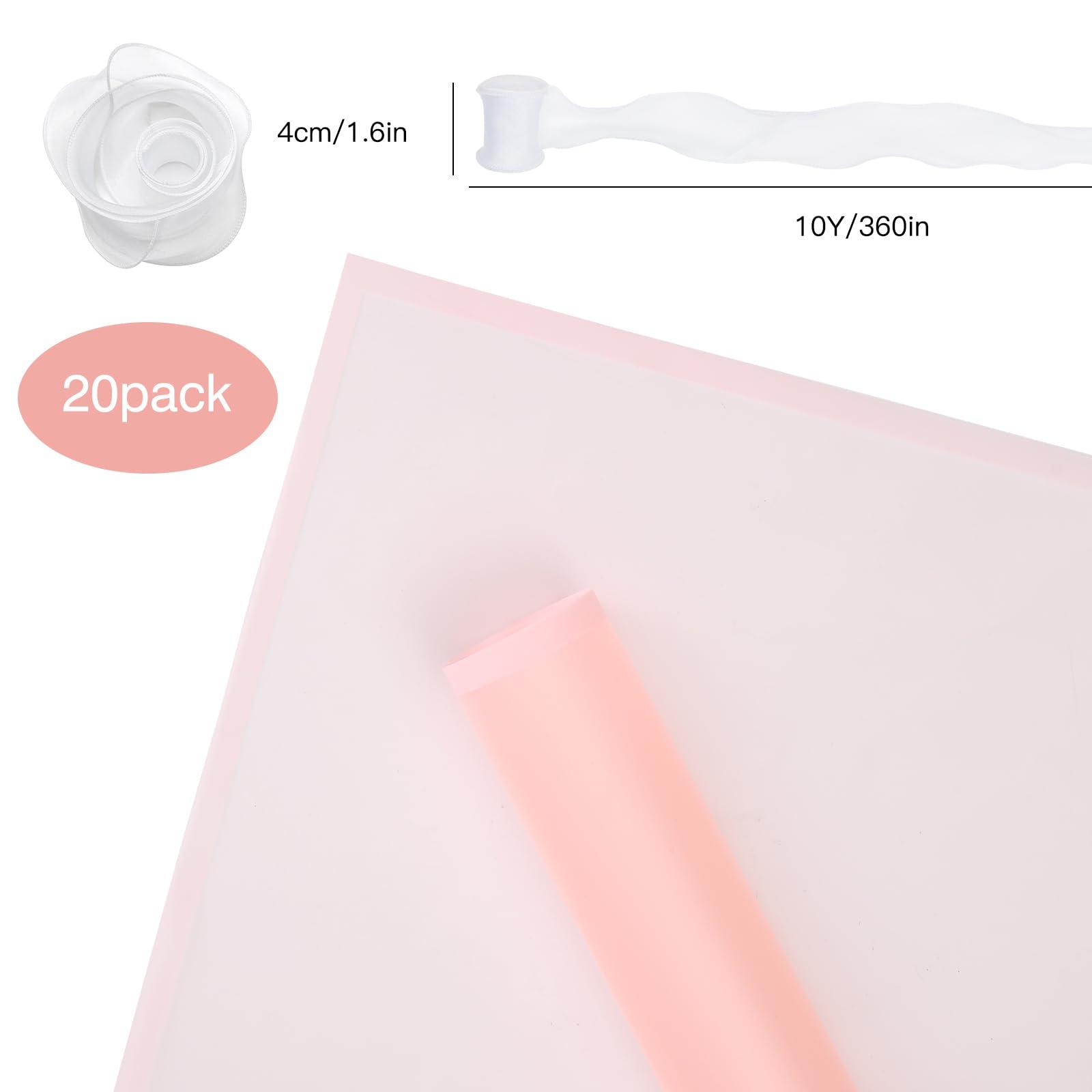 Beautyfloral Beautyfloral flower wrapping paper, bouquet wrapping paper, Korean wrapping paper, border Flower Wrapping Paper,with ribbon 22.8 * 22.8in (Beauty-1-pink)