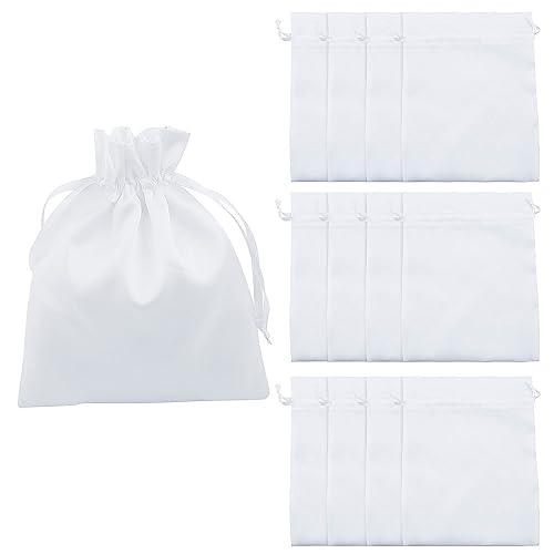 Fun Express 8\" x 10\" Bulk 48 Pieces Medium White Satin Drawstring Bags