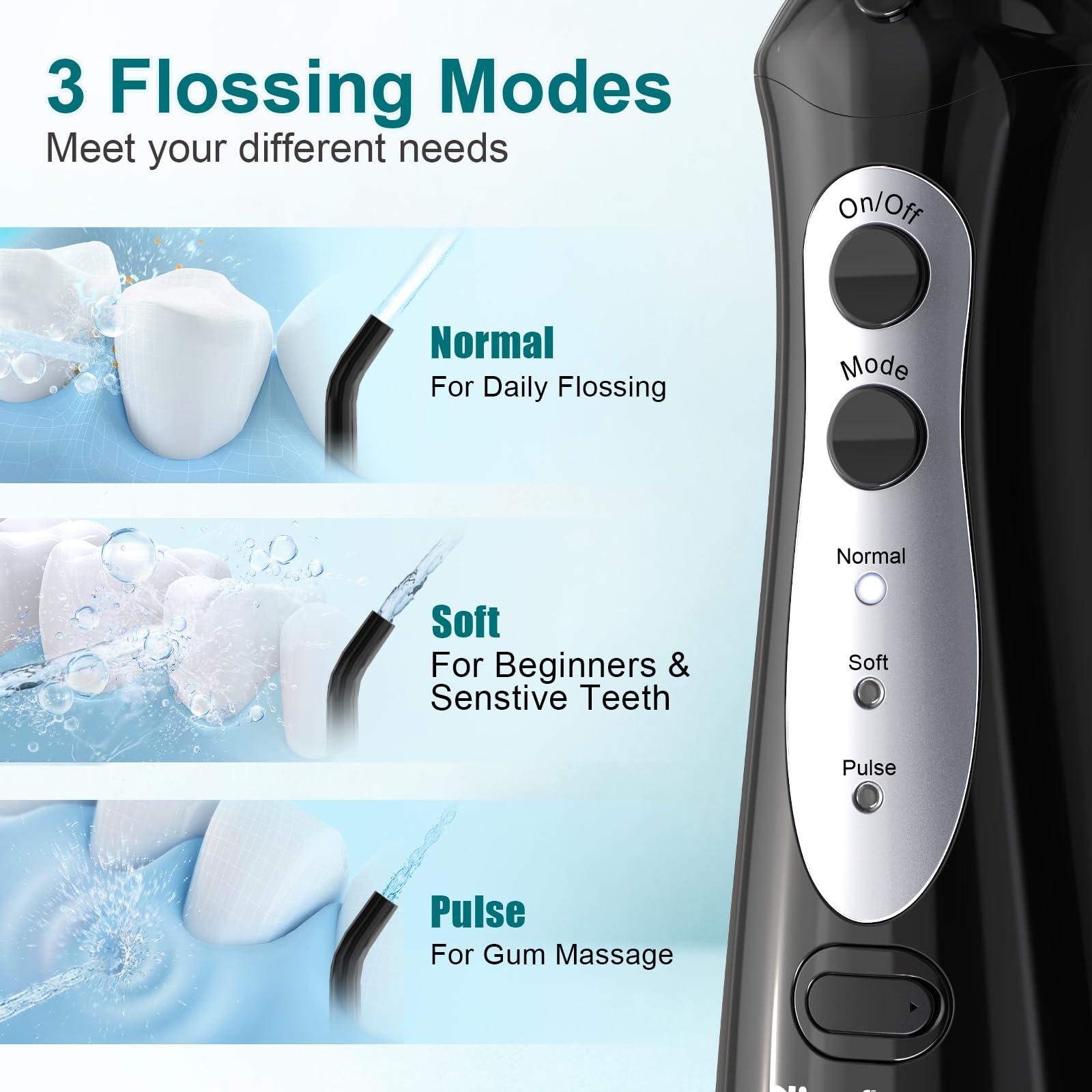 Nicefeel Nicefeel Cordless Water Dental Flosser 300ML BPA-Free Portable Oral Irrigator, 3 Cleaning Modes, Fast Charge, IPX7 Waterproof for Teeth, Gums & Tonsil Stones Home & Travel Use