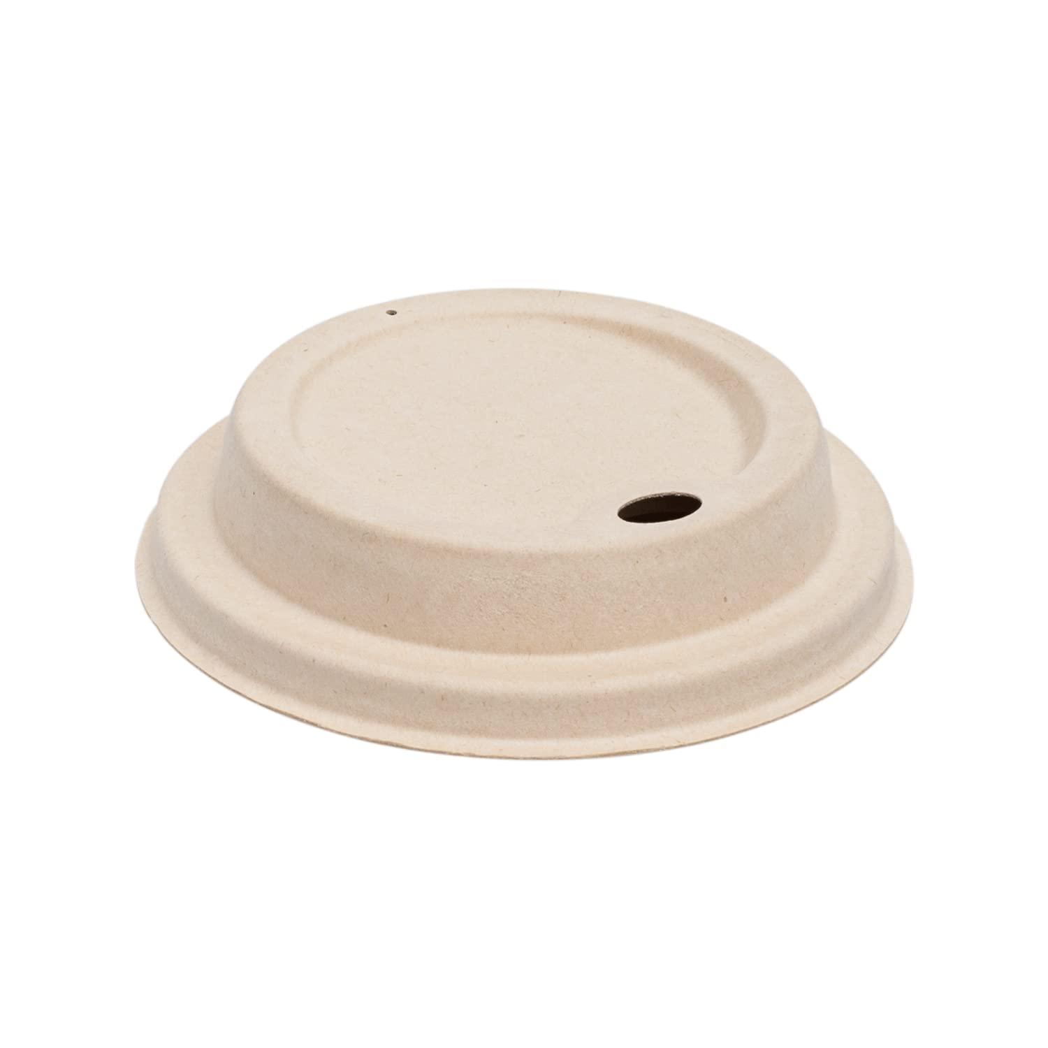 KARAT EARTH KARAT EARTH KE-BDL516N 90mm PFAS Free Bagasse Sipper Dome Lid for 10-24 oz. Hot Cup, Natural - Case of 500 pcs