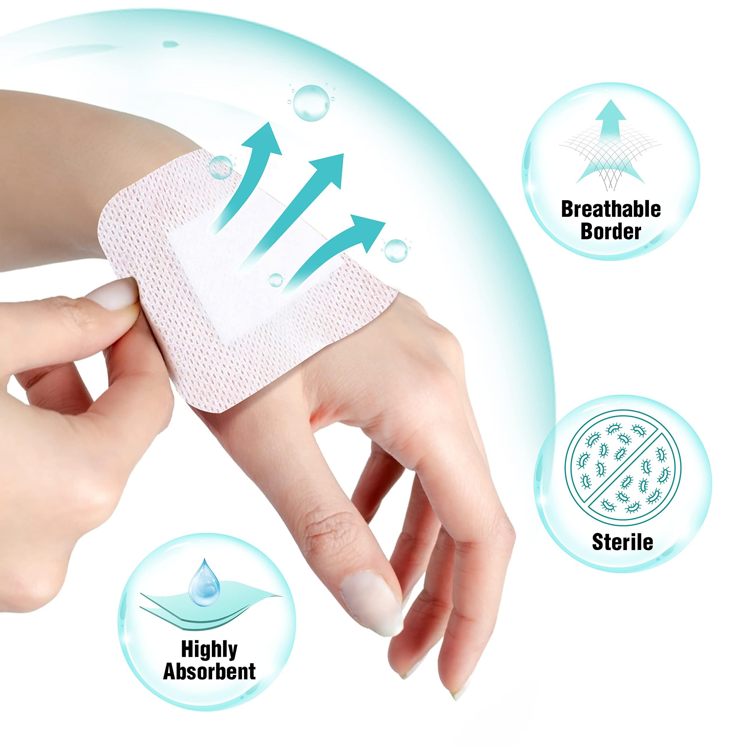 General Medi General Medi Sterile Island Dressing Bordered Gauze 100 Count, 2.4" x 2.75" Gauze Pads, Wound Care Pad with Adhesive Border - Sterile, Soft & Highly Absorbent Medical Grade Dressing Pad