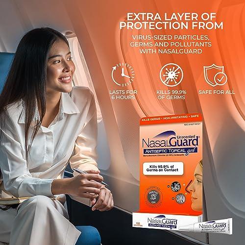 NasalGuard NasalGuard Antiseptic Topical Gel - Kills 99.9% of Germs - Patented Positive Ion Technology, Non-irritating, Safe for Daily use - Over 150 Applications Per Tube, (3 Grams) Unscented