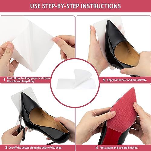 GADEBAO GADEBAO Shoe Sole Protector, 4 Pcs Self Adhesive Shoe Bottom Protector for High Heels, Silicone Anti Slip Shoe Grips on Bottom of Shoes, Sole Guard Non Slip Pads for Shoes (Medium, 6\" by 4\", Clear)