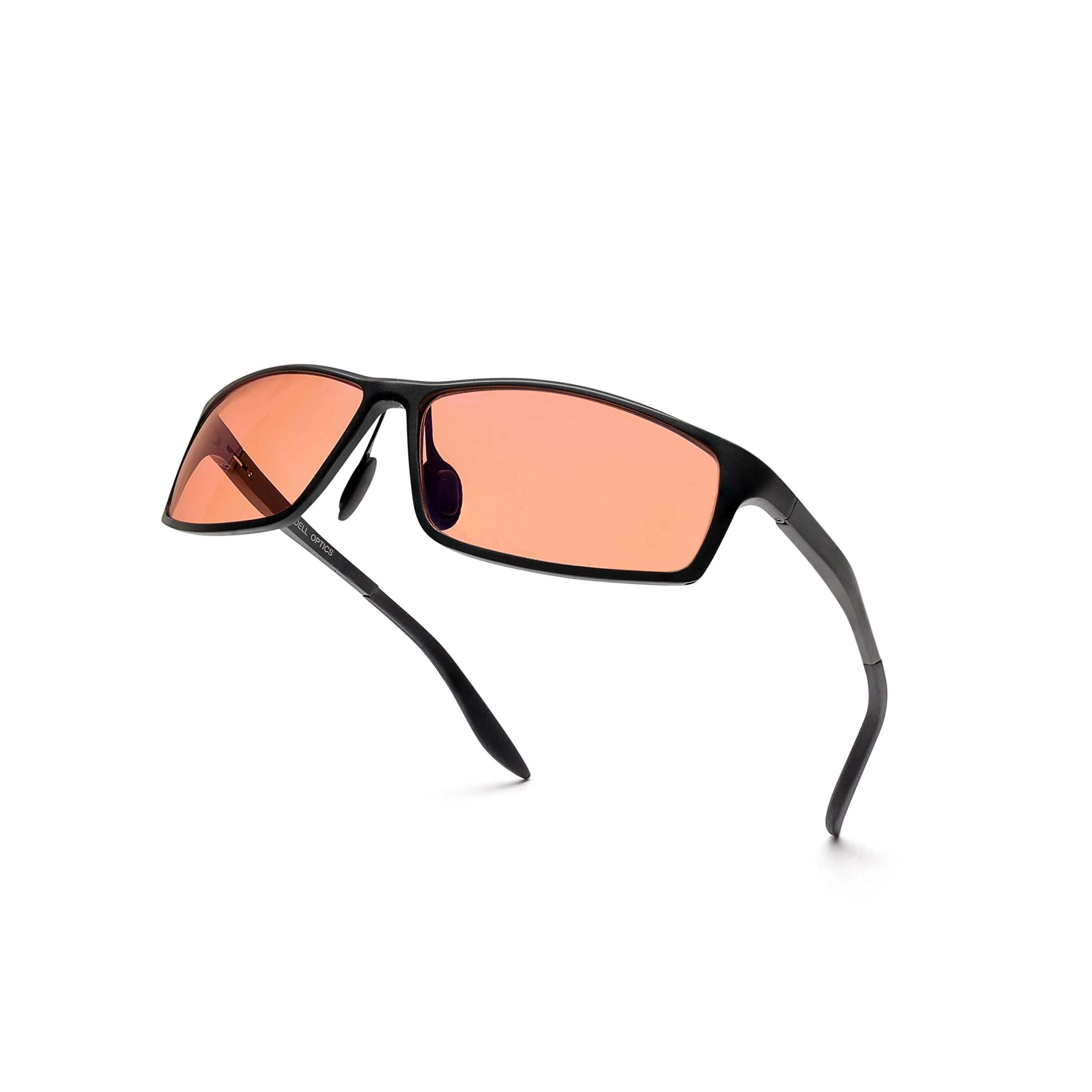BRADDELL OPTICS BRADDELL OPTICS FL-41 Rose Tinted Blue Light Glasses for Migraine Light Sensitivity, Eyestrain and Fluorescent LED Glare (Aluminum Metal)