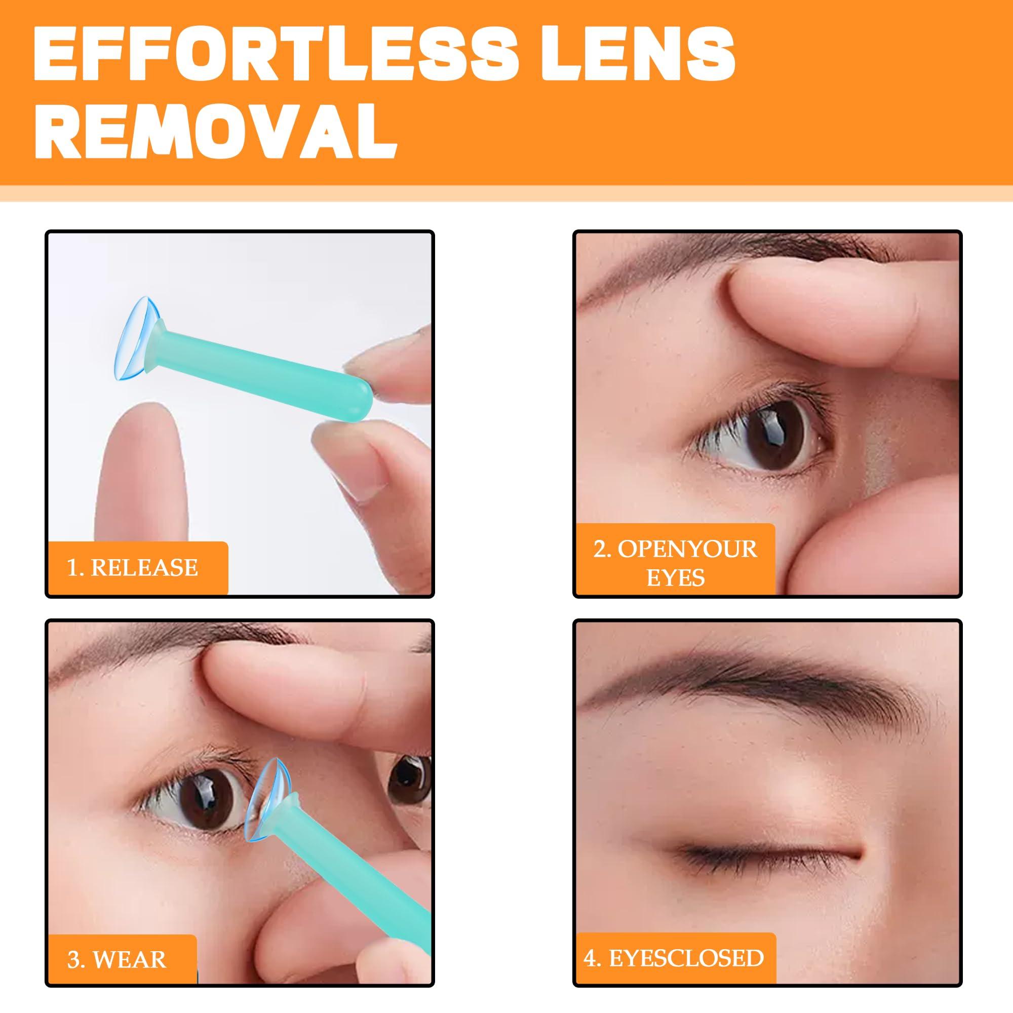 Aussio Aussio (12 Pack, Blue Hard Contact Lens Remover Tool for RGP Scleral Lenses Plunger Suction Cup Eye Contact Remover Contact Lens Applicator Color Contact Lens Inserter Tools