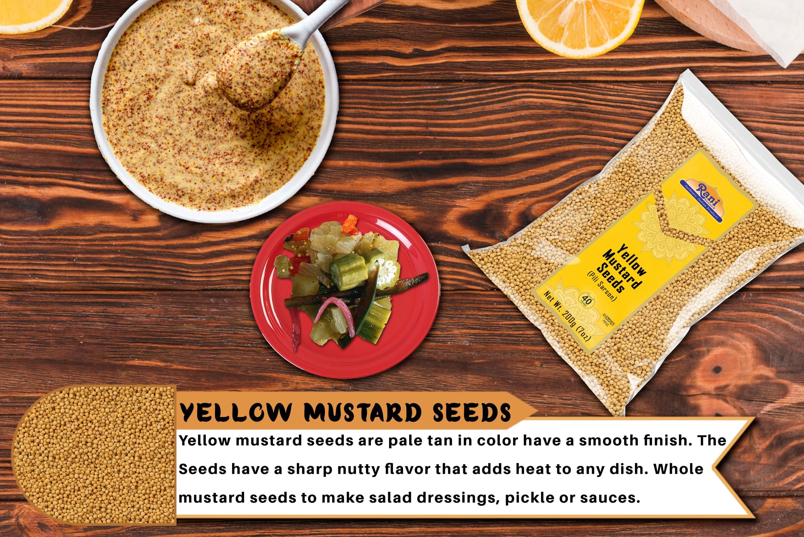 Rani Brand Authentic Indian Products Rani Yellow Mustard Seeds Whole Spice 7oz (200g) ~ All Natural | Vegan | Gluten Friendly | NON-GMO | Indian Origin