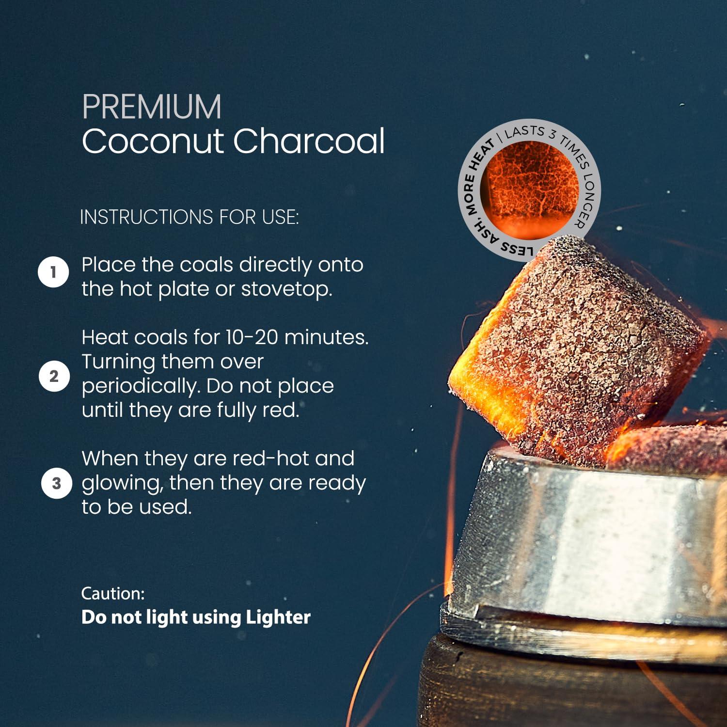 Sunlight Charcoal Sunlight Premium Coconut Charcoal Flats- 120 Half Cubes (1.25MM)- Long Lasting Natural Coco Charcoal - Zero ASH - Low Odor - 1.25MM Flats- Long Lasting - Full Burn