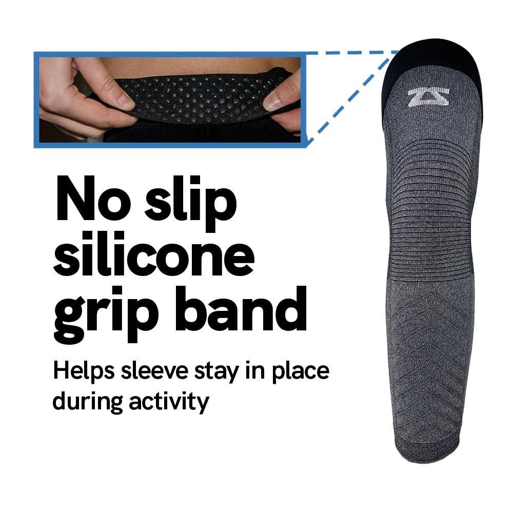 Zensah Zensah Full Leg Compression Sleeve - Long Full Length Support for Thigh, Knee, Calf for Men, Women, Running, Basketball, Football (Small, 1 Pair - Heather Grey)