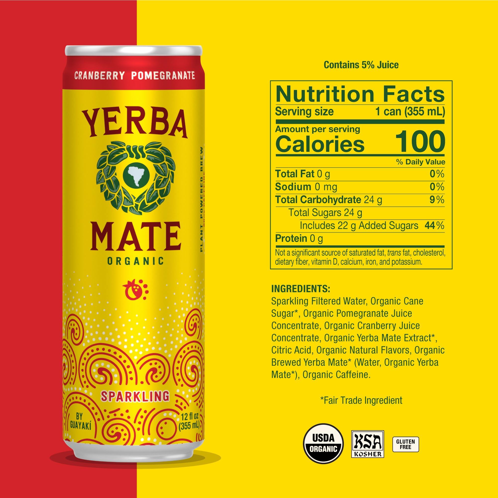 Guayaki Guayak Organic Yerba Mate Clean Energy Drink Alternative Bundle, Cranberry Pomegranate & Grapefruit Ginger Flavors, 12 Oz (Pack of 24), 80mg Natural Caffeine, Smooth Energy & Focus