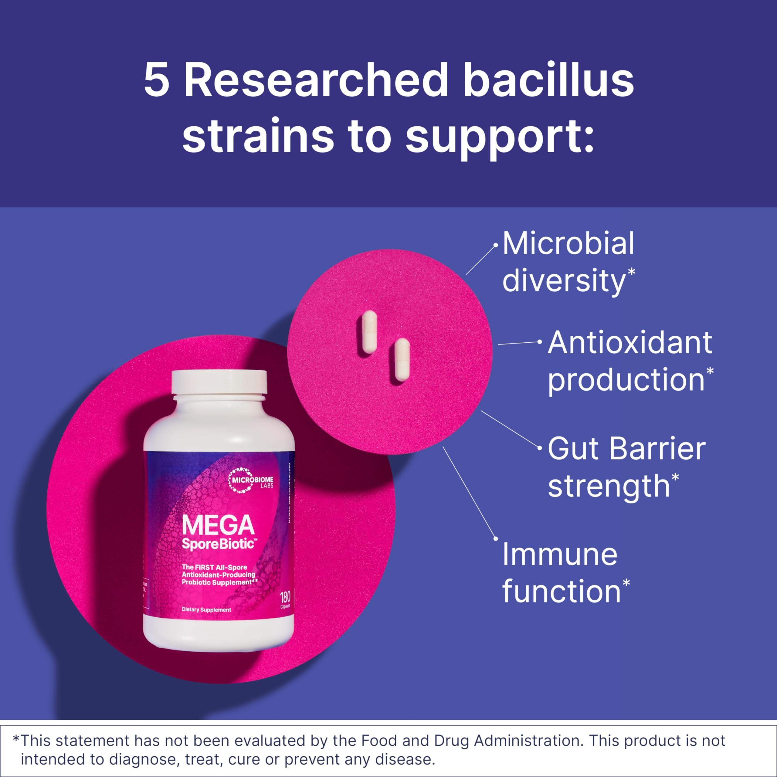 Microbiome Labs Microbiome Labs MegaSporeBiotic (60 Capsules) + MegaPre (5.5 oz Powder) Probiotic Prebiotic Bundle - Spore-Based Probiotic with Prebiotic Fiber Powder