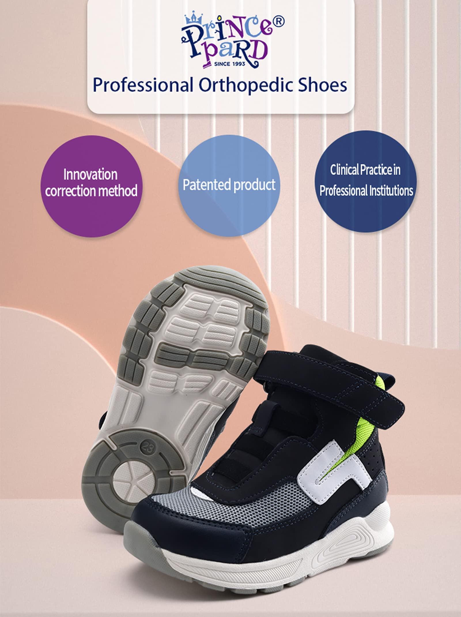 princepard Orthopedic Shoes for Kids,High Top Corrective Sneakers with Arch & Ankle Support for Girls and Boys\' Flat Foot,Anti-Slip Soles Green