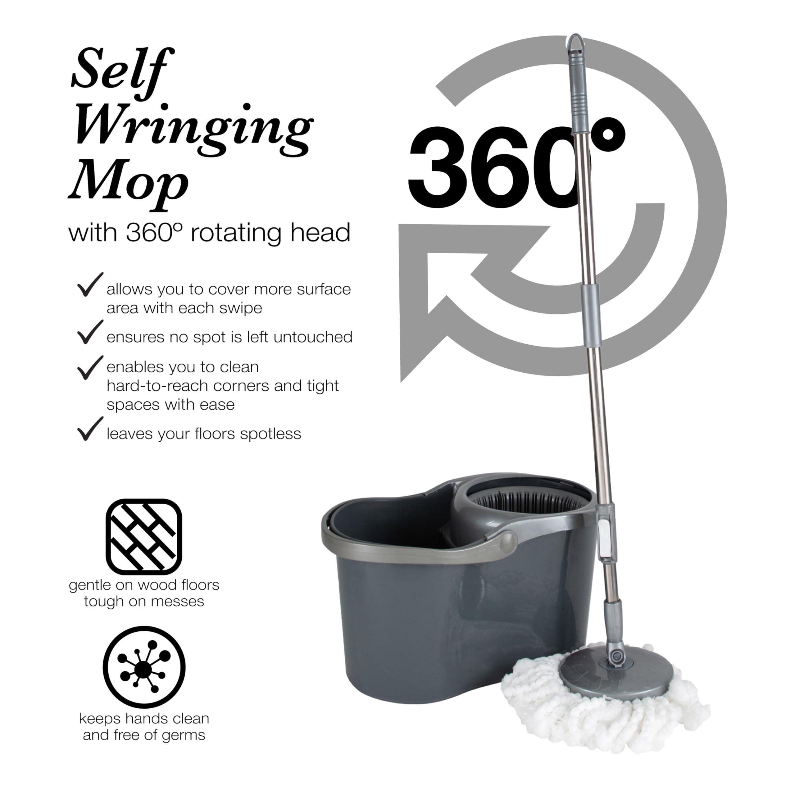 Simplify Simplify Self Wringing Mop & Bucket Set | 16 Liter | Extendable Handle | Gentle on Floors